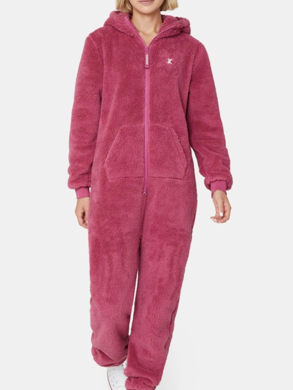 OnePiece Kids Puppy Jumpsuit 3.0 Dark Pink Teddy Fleece Hood One Piece Size 134